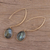 Gold plated labradorite dangle earrings, 'Aurora Drops' - 15 Carat Labradorite Dangle Earrings in 18k Gold Plate (image 2b) thumbail