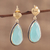 Gold plated chalcedony dangle earrings, 'Aqua Antiquity' - 18k Gold Plated Sterling Earrings with Chalcedony (image 2) thumbail