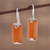 Onyx drop earrings, 'Solid State' - Minimalist Orange Onyx and Silver Drop Earrings