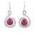 Ruby dangle earrings, 'Crimson Swirl' - Handmade Ruby and Sterling Silver Dangle Earrings from India thumbail