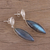 Labradorite dangle earrings, 'Grey Eyes' - Labradorite and Textured Sterling Silver Earrings (image 2b) thumbail