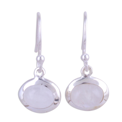 Rainbow moonstone dangle earrings, 'Crystal Mist' - Dangle Earrings with Sterling Silver and Rainbow Moonstone