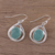 Chalcedony dangle earrings, 'Aqua Sparkle' - Teardrop Shaped Chalcedony and Silver Earrings (image 2b) thumbail