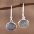 Labradorite dangle earrings, 'Dark Aurora' - Sterling Silver Hook Earrings with Labradorite Cabochons (image 2) thumbail