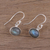 Labradorite dangle earrings, 'Dark Aurora' - Sterling Silver Hook Earrings with Labradorite Cabochons (image 2b) thumbail