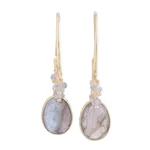 Gold plated labradorite dangle earrings, 'Regal Beauty' - Gold Plated 13 Carat Labradorite Dangle Earrings