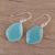 Chalcedony dangle earrings, 'Sky Muse' - Blue Chalcedony Earrings in Sterling Silver Bezels (image 2b) thumbail
