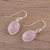 Rose quartz dangle earrings, 'Bashful Rose' - Faceted Rose Quartz Earrings Totaling 12 Carats (image 2b) thumbail