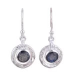 Labradorite dangle earrings, 'Dusky Charm' - Sterling Silver and Labradorite Round Dangle Earrings
