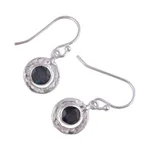 Labradorite dangle earrings, 'Dusky Charm' - Sterling Silver and Labradorite Round Dangle Earrings