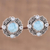 Larimar and blue topaz button earrings, 'Transcendent Sky' - Button Earrings with Larimar and Blue Topaz from India thumbail