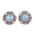 Larimar and blue topaz button earrings, 'Transcendent Sky' - Button Earrings with Larimar and Blue Topaz from India (image 2a) thumbail