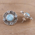 Larimar and blue topaz button earrings, 'Transcendent Sky' - Button Earrings with Larimar and Blue Topaz from India