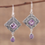 Amethyst dangle earrings, 'Castle Walk' - Artisan Crafted Sterling Silver and Amethyst Earrings