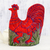 Chain stitched wool tea cozy, 'Morning Rooster' - Indian Chain Stitched Wool and Cotton Red Rooster Tea Cozy
