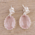 Rose quartz dangle earrings, 'Cherish Me' - Rose Quartz and Sterling Silver Dangle Earrings from India (image 2b) thumbail