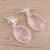 Rose quartz dangle earrings, 'Cherish Me' - Rose Quartz and Sterling Silver Dangle Earrings from India (image 2c) thumbail