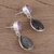 Amethyst and labradorite dangle earrings, 'Lavender Alliance' - 23 Carat Amethyst and Labradorite Dangle Earrings (image 2c) thumbail