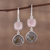 Labradorite and rose quartz dangle earrings, 'Rosy Dusk' - Labradorite and Rose Quartz Silver Dangle Earrings (image 2) thumbail