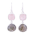 Labradorite and rose quartz dangle earrings, 'Rosy Dusk' - Labradorite and Rose Quartz Silver Dangle Earrings thumbail