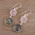 Labradorite and rose quartz dangle earrings, 'Rosy Dusk' - Labradorite and Rose Quartz Silver Dangle Earrings (image 2b) thumbail