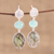 Multi-gemstone dangle earrings, 'Majestic Trio' - Multi Gemstone Sterling Silver Post Dangle Earrings