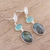 Multi-gemstone dangle earrings, 'Majestic Trio' - Multi Gemstone Sterling Silver Post Dangle Earrings