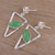 Aventurine dangle earrings, 'Triangulation in Green' - Aventurine and Sterling Silver Post Dangle Earrings (image 2c) thumbail