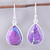 Sterling silver dangle earrings, 'Purple Obsession' - Purple Composite Turquoise Teardrop Shaped Earrings (image 2) thumbail
