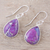 Sterling silver dangle earrings, 'Purple Obsession' - Purple Composite Turquoise Teardrop Shaped Earrings (image 2b) thumbail