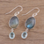Labradorite and blue topaz dangle earrings, 'Misty Muse' - Labradorite and Blue Topaz Dangle Earrings (image 2b) thumbail