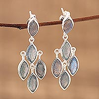 Labradorite chandelier earrings, 'Misty Marquise'