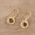 Gold plated smoky quartz dangle earring, 'Smoky Charm' - 18k Gold Plated Smoky Quartz Dangle Earrings (image 2b) thumbail