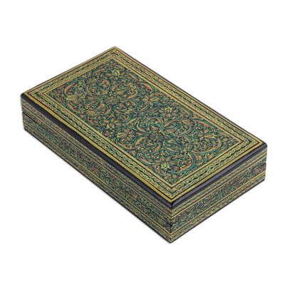 Caja decorativa de madera - Caja Decorativa de Madera y Papel Maché Pintada a Mano