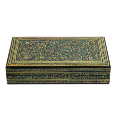 Caja decorativa de madera - Caja Decorativa de Madera y Papel Maché Pintada a Mano