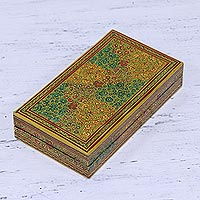 Wood decorative box, 'Valley of Flowers' - Decorative Wood Box with Hand Painted Floral Motifs