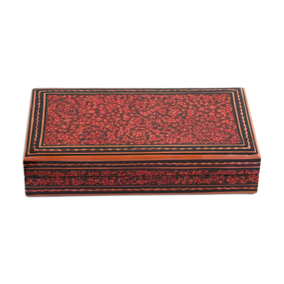 Wood decorative box, 'Kashmir Orchard' - Hand Painted Floral Decorative Wood Box
