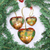 Papier mache ornaments, 'Jungle Christmas' (set of 3) - Heart Shaped Ornaments with Jungle Motifs (Set of 3) thumbail