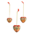 Papier mache ornaments, 'Jungle Christmas' (set of 3) - Heart Shaped Ornaments with Jungle Motifs (Set of 3) (image 2a) thumbail