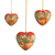 Papier mache ornaments, 'Jungle Christmas' (set of 3) - Heart Shaped Ornaments with Jungle Motifs (Set of 3) (image 2b) thumbail
