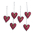 Embroidered ornaments, 'Beaded Hearts' (set of 6) - Six Heart-Shaped Beaded Ornaments from India (image 2a) thumbail