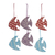 Ornaments, 'Dancing Fish' (set of 6) - Set of Six Colorful Fish-Shaped Ornaments from india