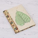 Handmade paper journal, 'Floating Leaf' - Handcrafted Leaf-Themed Paper Journal from India