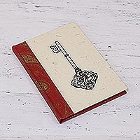 Handmade paper journal, 'Key to My Heart' - Handcrafted Key Design Paper Journal from India