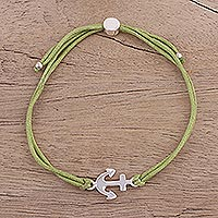 Featured review for Sterling silver pendant bracelet, Anchor of Hope in Pistachio