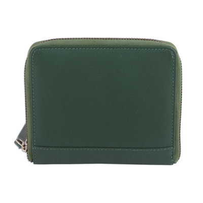 Leather wristlet, 'Woodland Moss' - Green leather Wristlet Wallet Handmade in India
