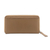 Brieftasche aus Leder, 'Waldpilz' - Vielseitige neutrale braune Reißverschluss-Brieftasche für Frauen
