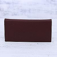 Leather wallet, 'Stylish Allure' - Handmade Leather Wallet in Mahogany from India