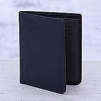 Leather bifold wallet, 'Noble Navy'