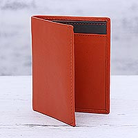 Leather card holder wallet, 'Fiery Passion'